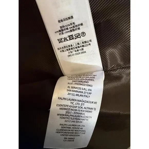 New Lauren Ralph Lauren Longline Plaid Wool Blend Reefer Coat Brown Plaid Sz 12 - Picture 10 of 11